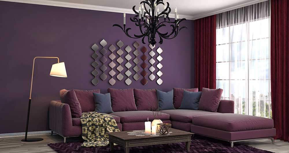 Sala de estar con las paredes color napoles