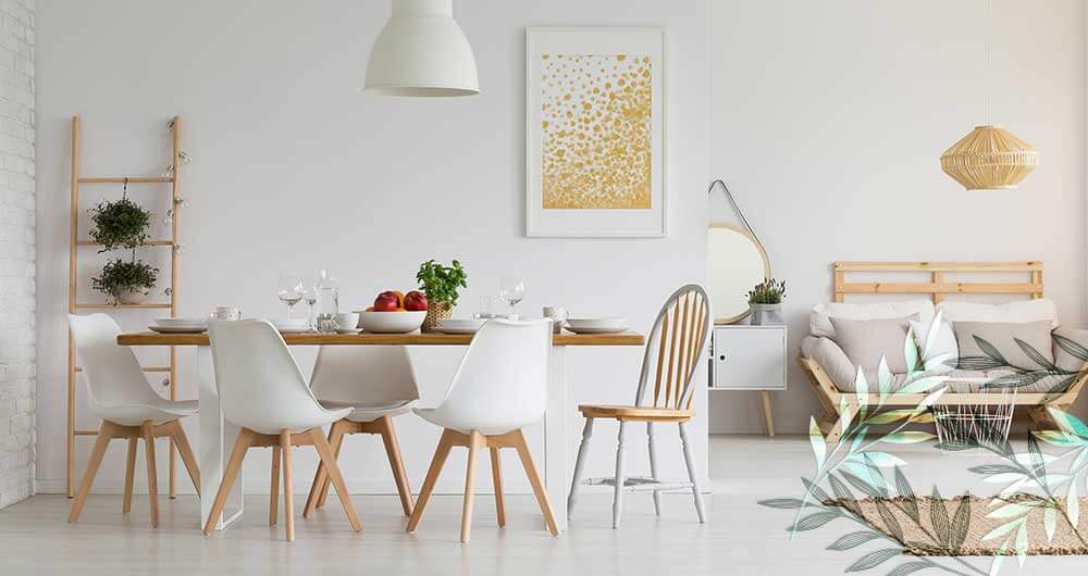 Comedor blanco en departamento