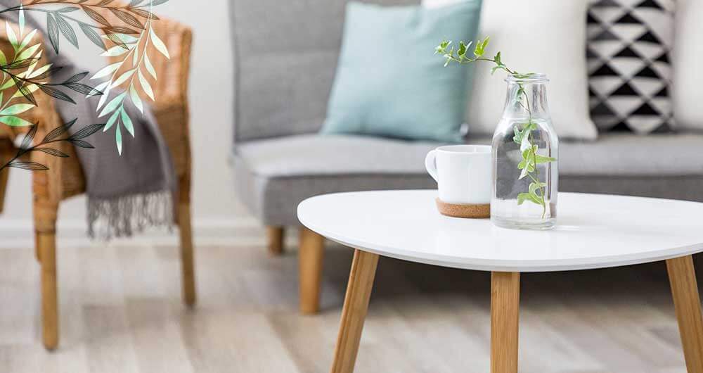 Mesa de centro de color blanco