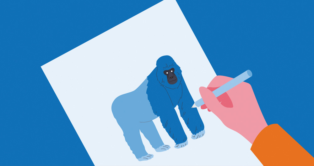 dibujo de gorila azul